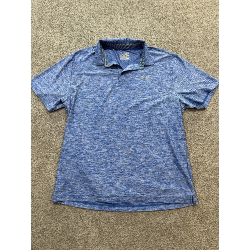 Under Armour HeatGear Golf Polo Men's XL Blue Heather Loose Fit Moisture Wicking